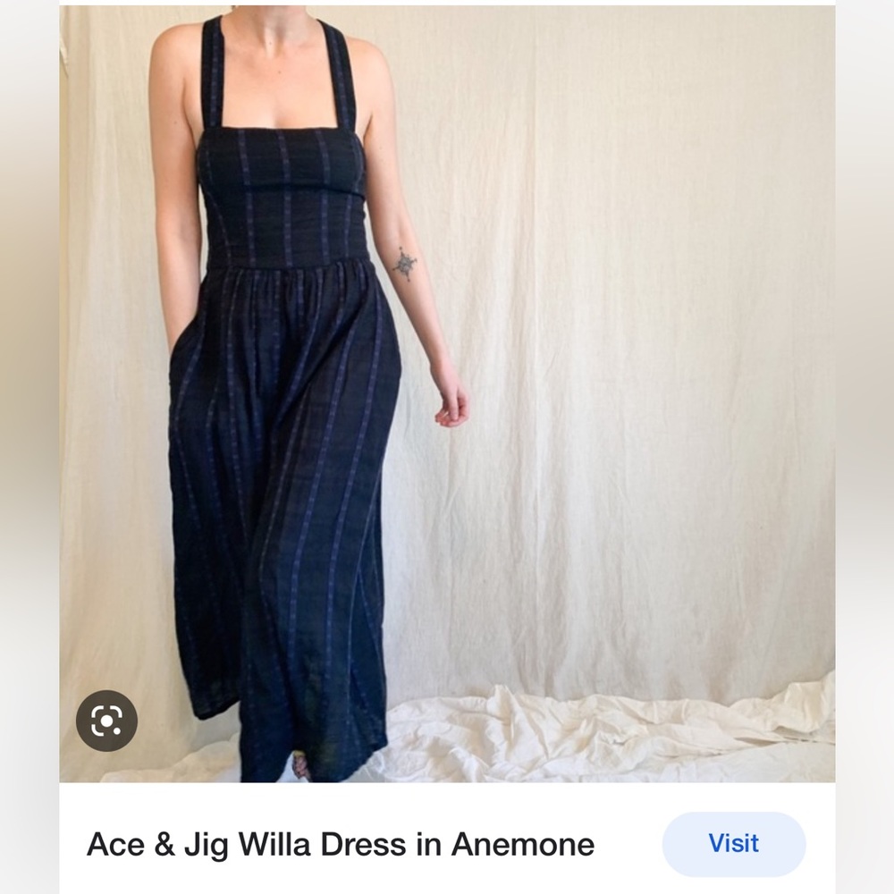 Ace & Jig Willa Maxi Dress in Navy with Subtle Blue Stripes